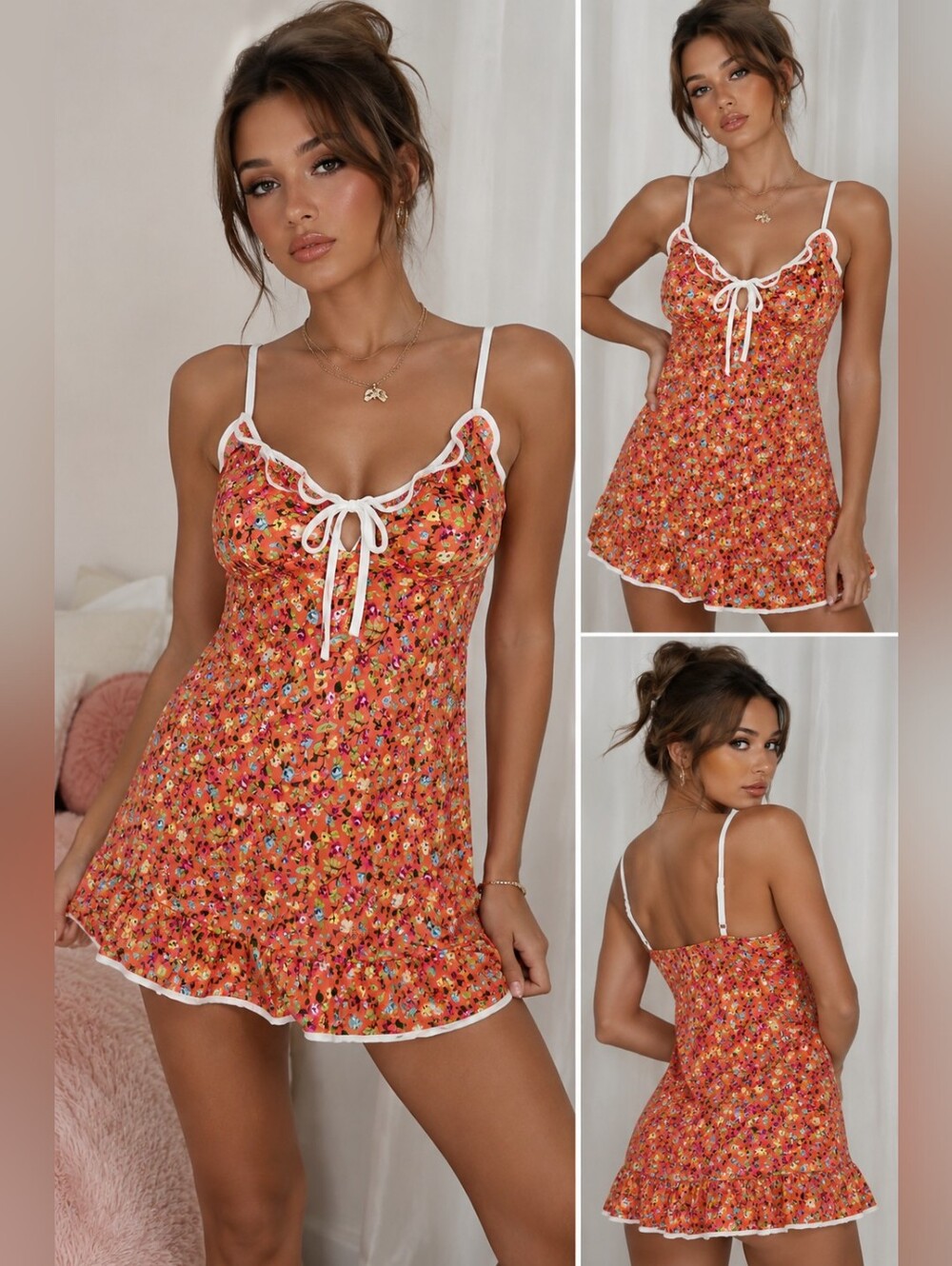 Betsey Johnson Intimates  Vimtage Floral Chemise Nightgown Y2K Dress Ruffle Hem